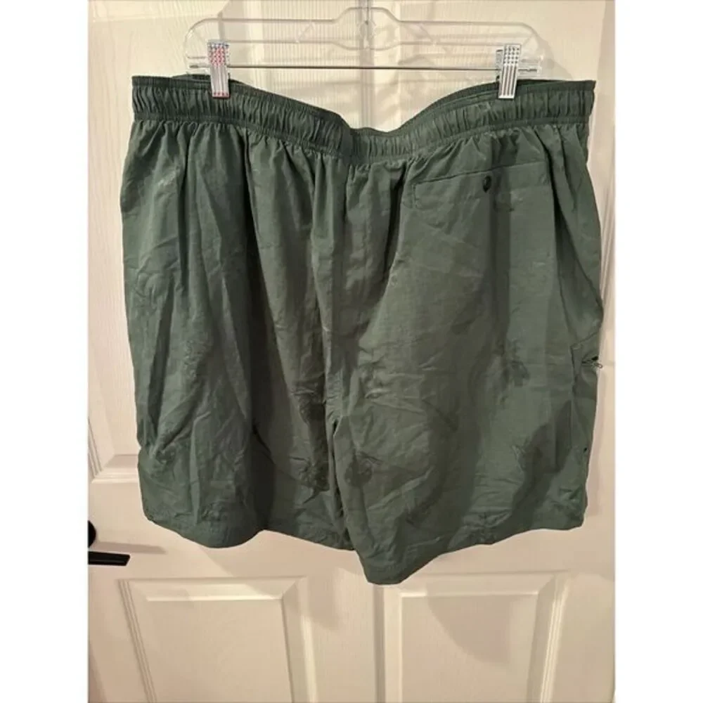 Caribbean Swimwear Trunks Men's 2X Drawstring Elastic Nylon Pineapples Green xxl